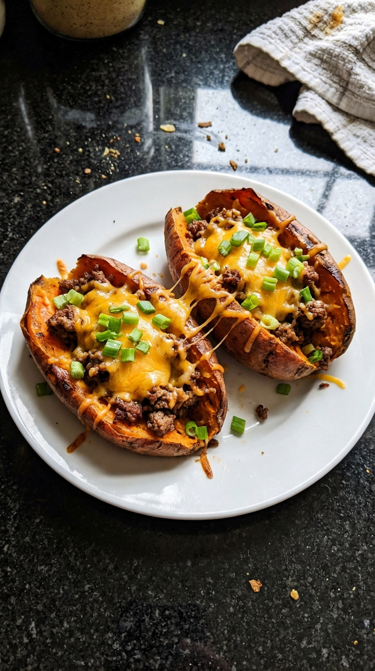 Beefy Stuffed Sweet Potatoes