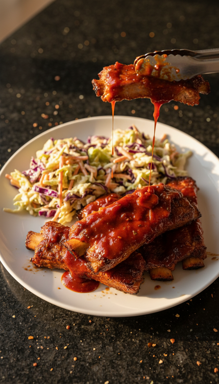 Soulful BBQ Ribs and Coleslaw