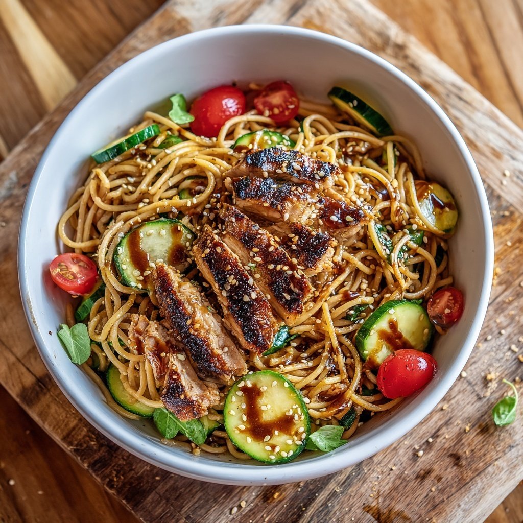 Sesame Noodle Salad with Grilled Chicken
