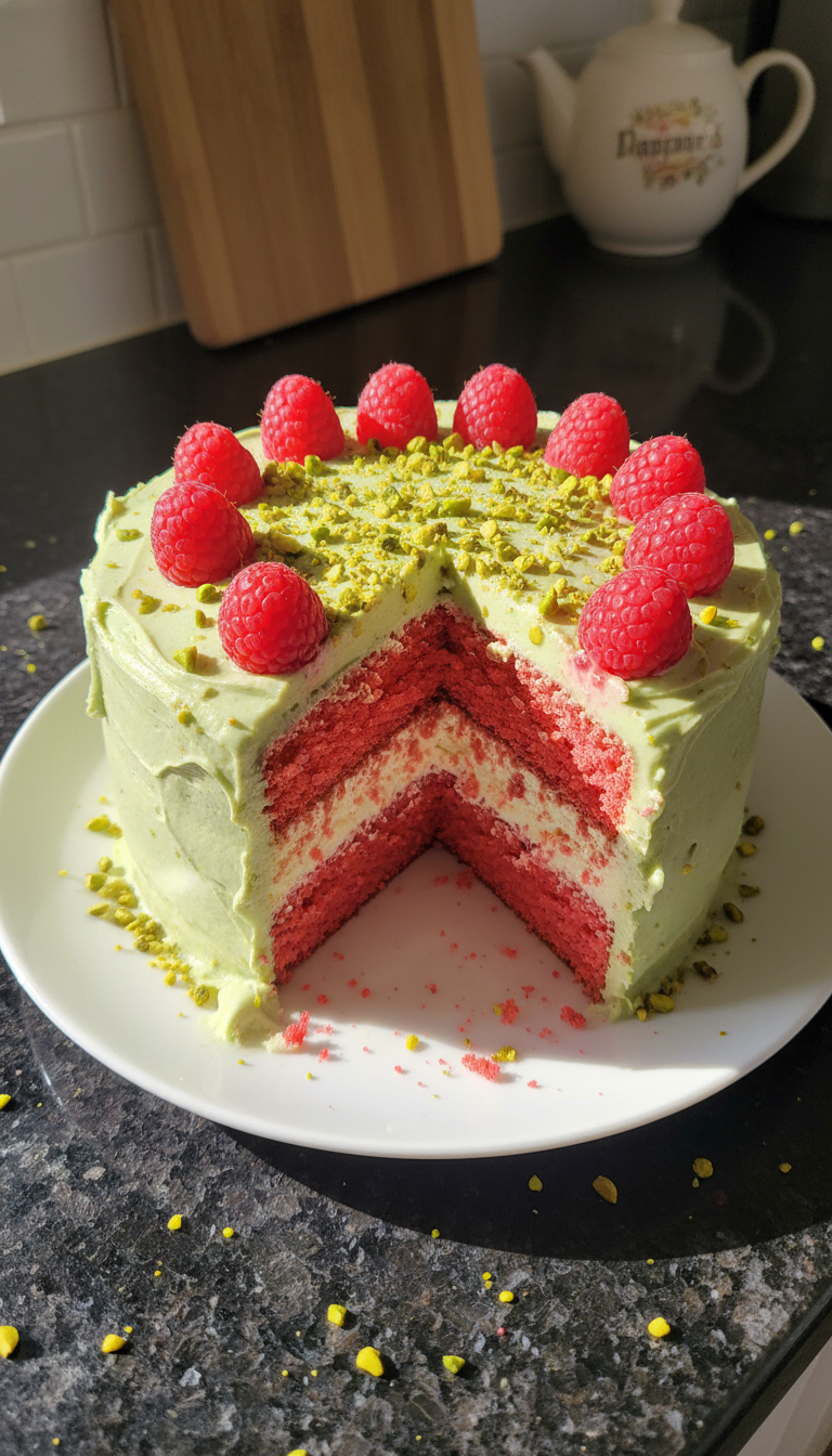 Raspberry Pistachio Pisces Cake