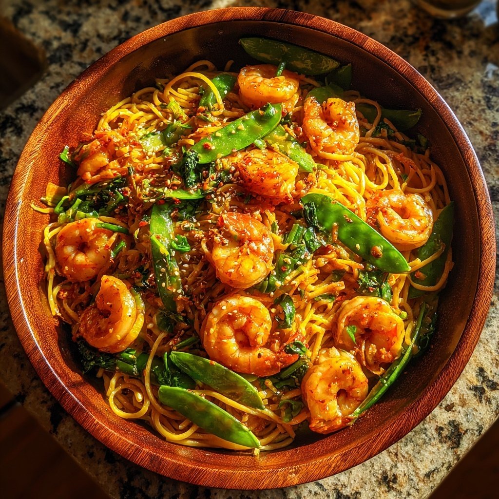 Szechuan Noodles with Shrimp