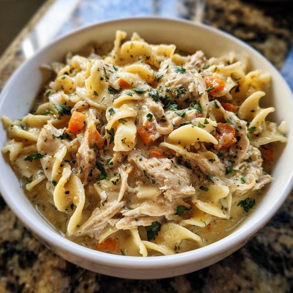 Slow Cooker Chicken and Noodles Comfort Dish