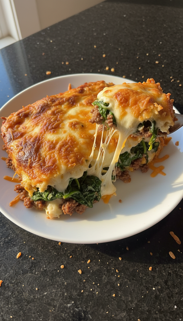 Ground Beef and Spinach Casserole