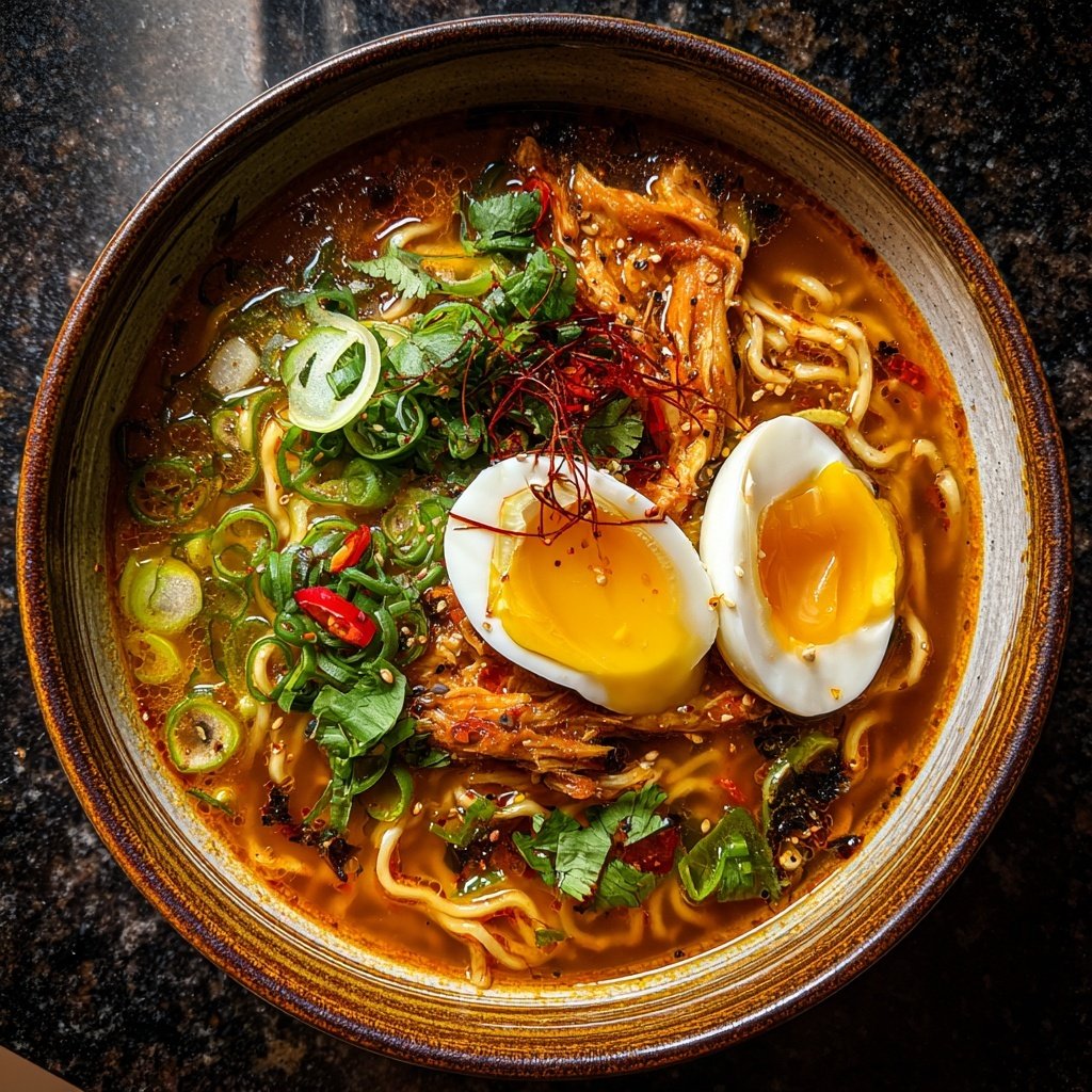Spicy Chicken Ramen with Soft-Boiled Egg