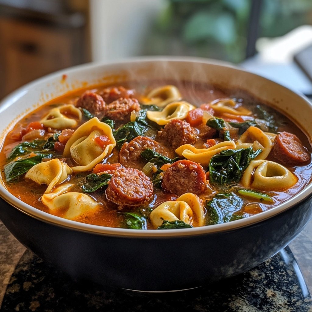 Spicy Sausage and Tortellini Soup