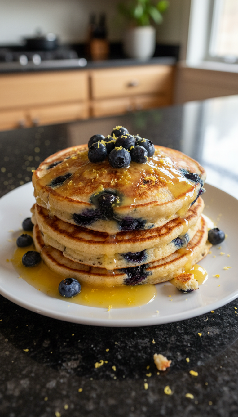 Lemon Blueberry Sourdough Pancakes